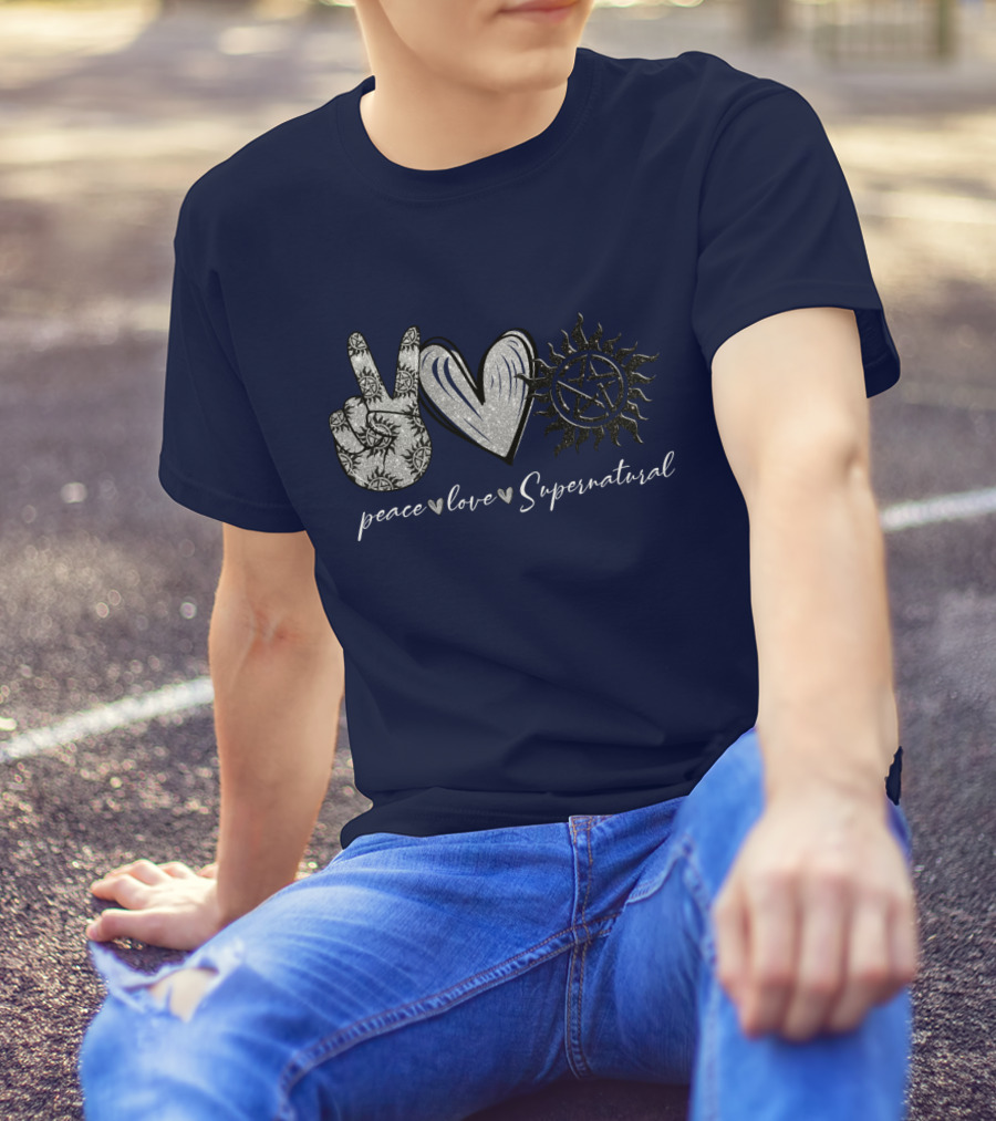 Peace Love Supernatural Oversized Plus Size Iconic Symbolic T-Shirt