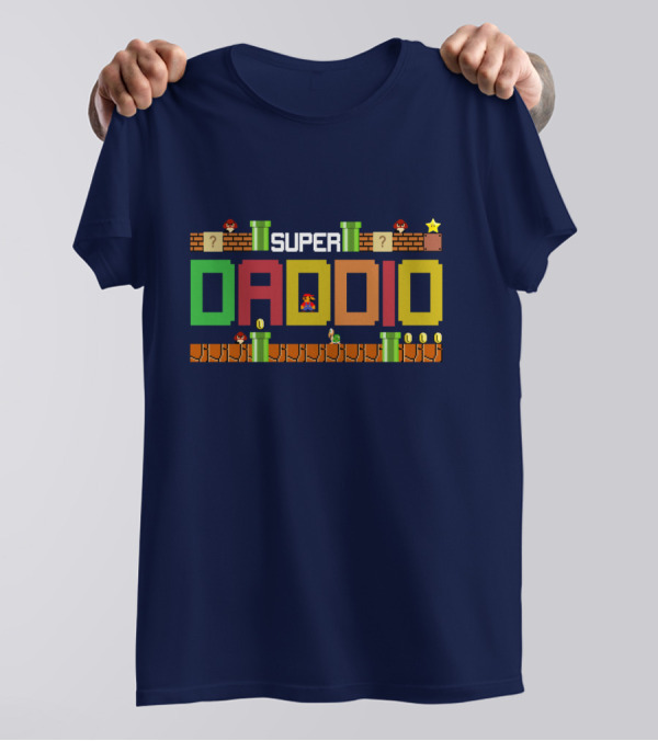 Super Daddio Family Mario Game Oversized Plus Size Block Letters T-Shirt