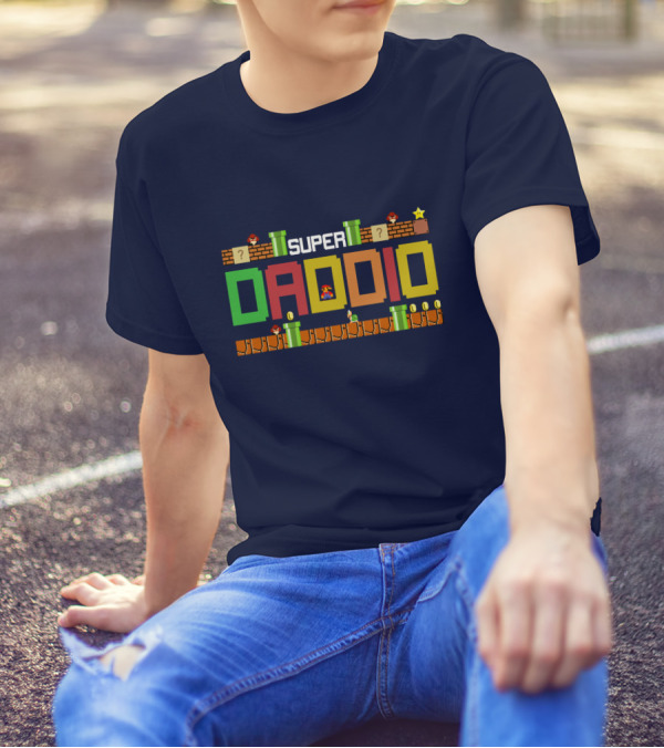 Super Daddio Family Mario Game Oversized Plus Size Block Letters T-Shirt