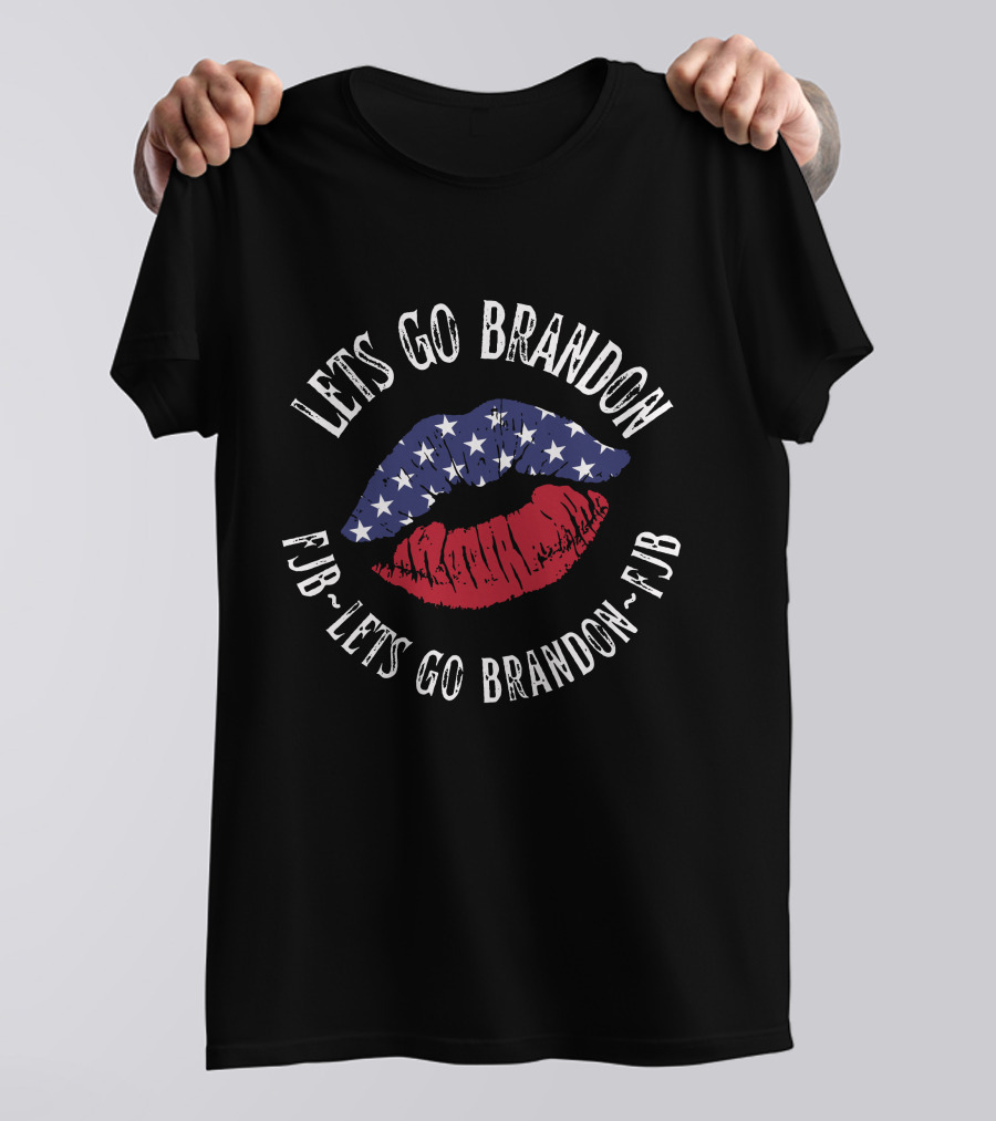 FJB Lets Go Brandon Flag Lips T-Shirt