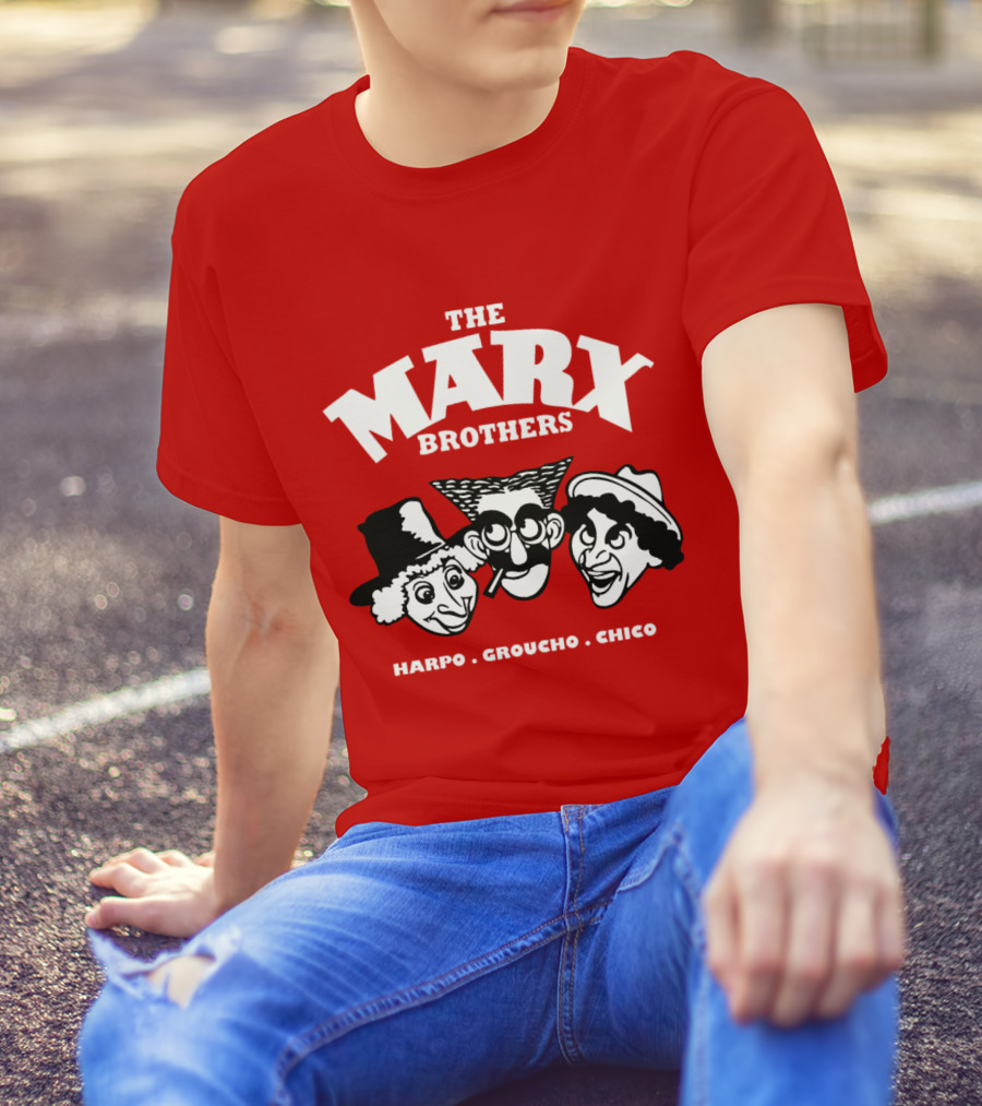 The Marx Brothers Harpo Groucho Chico Classic Comedy Icons Red T-Shirt