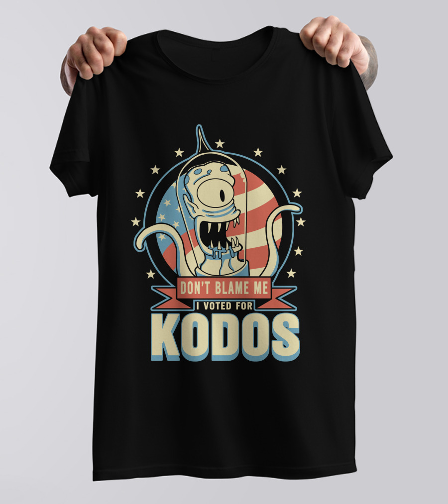 Don't Blame Me I Voted For Kodos Simpsons Alien American Flag T-Shirt