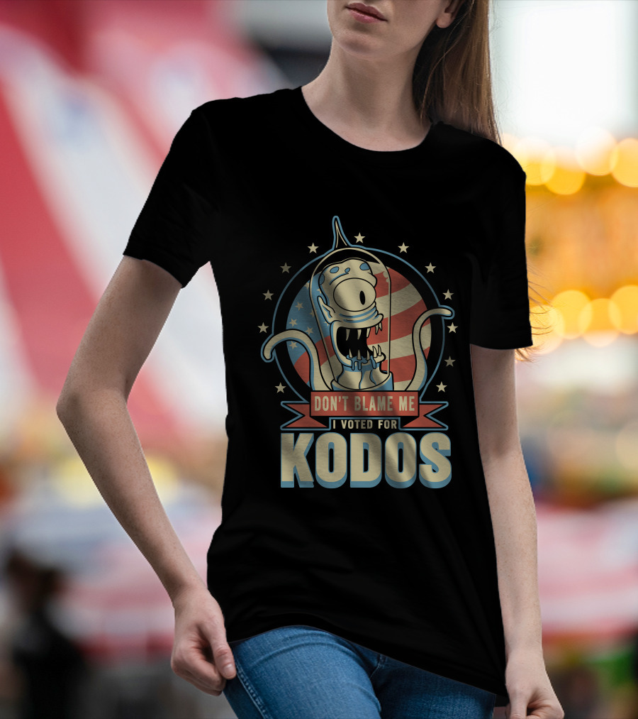 Don't Blame Me I Voted For Kodos Simpsons Alien American Flag T-Shirt