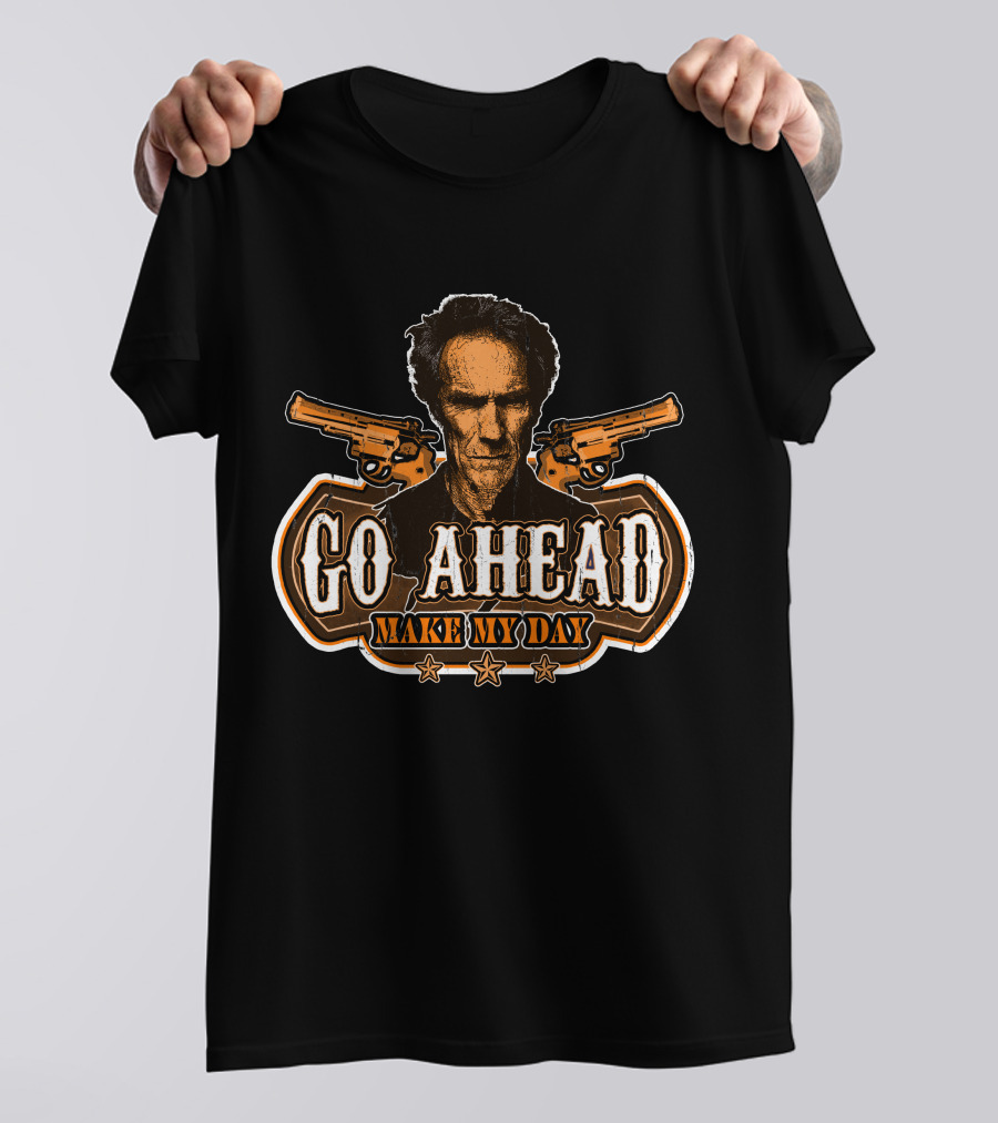 Go Ahead Make My Day Clint Eastwood Dirty Harry Guns Retro T-Shirt