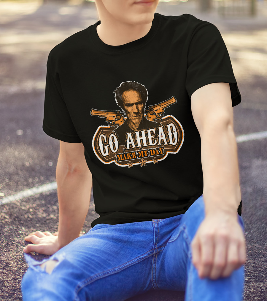 Go Ahead Make My Day Clint Eastwood Dirty Harry Guns Retro T-Shirt
