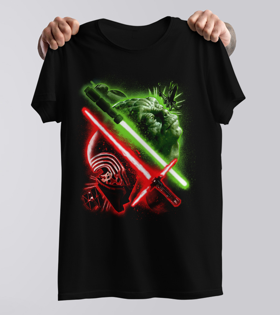 Grandmaster Yoda Darth Vader Kylo Ren Lightsaber Star Wars T-Shirt