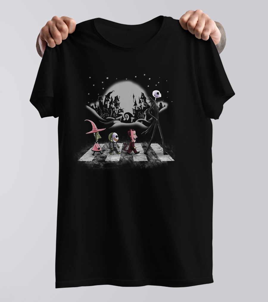 The Nightmare Before Christmas Halloween Road Abbey Road Crossover T-Shirt