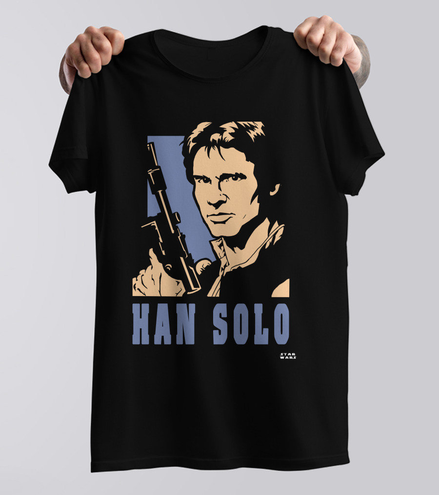 Han Solo Star Wars Vintage Style Graphic With Blaster T-Shirt