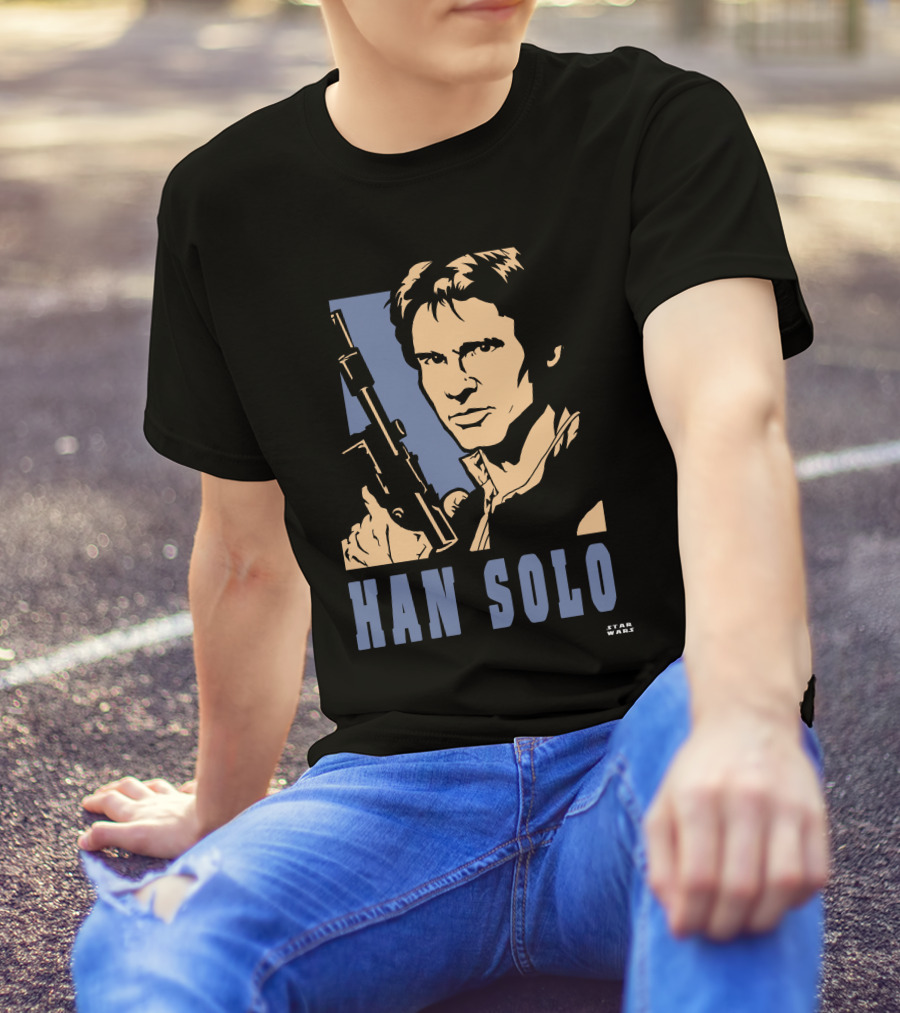 Han Solo Star Wars Vintage Style Graphic With Blaster T-Shirt