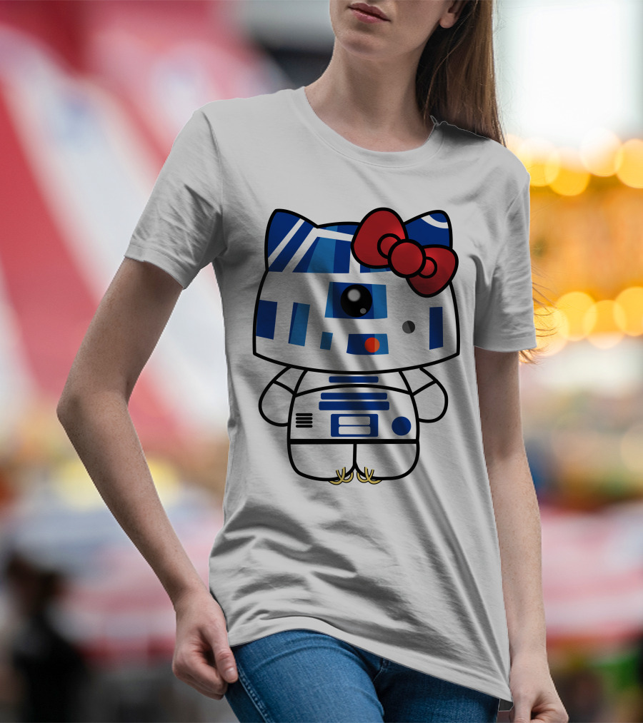 Hello Kitty Star Wars R2D2 Character Fusion With Bow T-Shirt