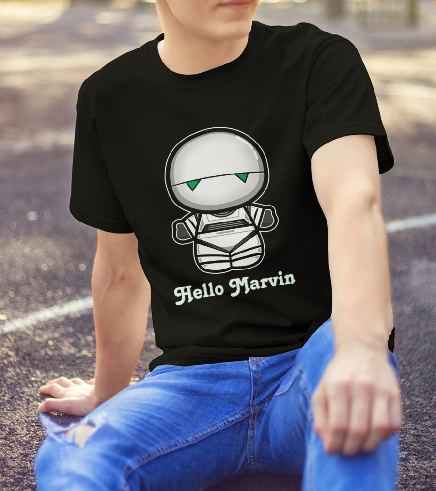 Hello Marvin The Paranoid Android Cute Cartoon Character T-Shirt