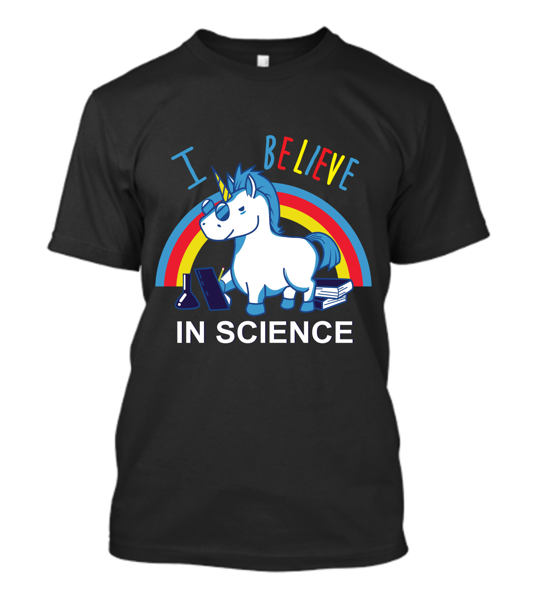 I Believe In Science Unicorn Rainbow Lab Glasses T-Shirt