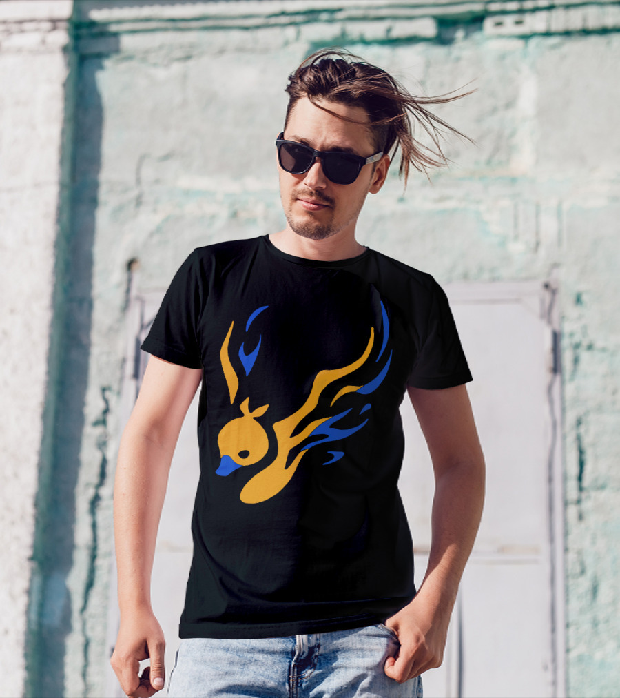 Uhiuhihn Phoenix Inspired Iconic Blue And Orange T-Shirt