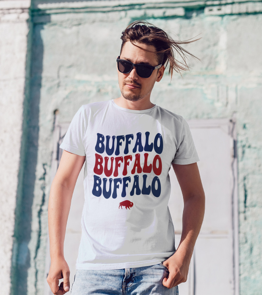 Buffalo Buffalo Buffalo Groovy Retro Style With Bison T-Shirt