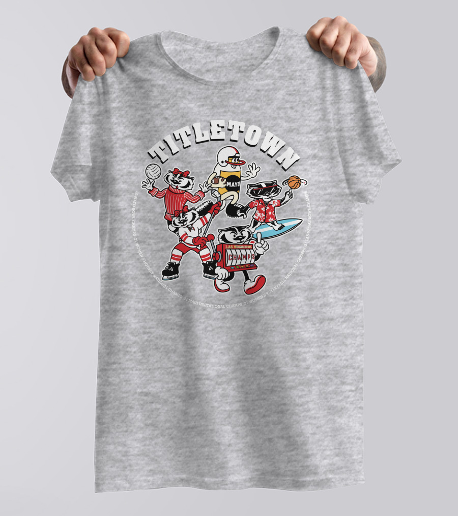 Wisconsin Badgers Titletown Champs Rowing Volleyball Football Surfing Basketball T-Shirt