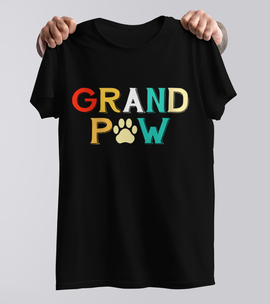 Grand Paw Doggy Puppy Lover Grandpa Funny Dog Paw Prints T-Shirt
