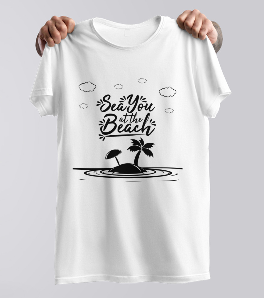 Sea You At The Beach With Island Palm And Umbrella T-Shirt