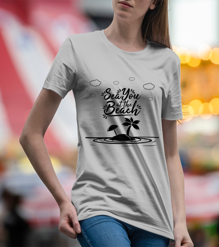 Sea You At The Beach With Island Palm And Umbrella T-Shirt