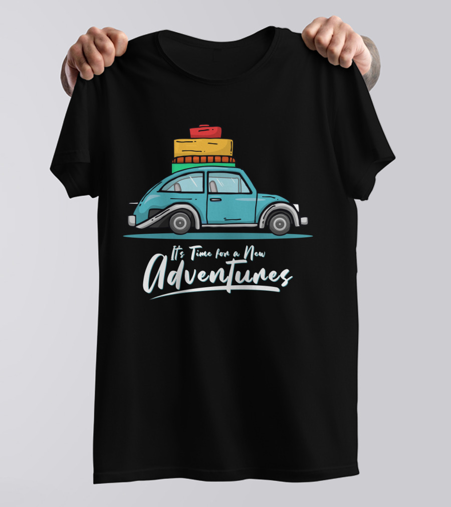 It's Time For A New Adventures With Vintage Car And Luggage T-Shirt