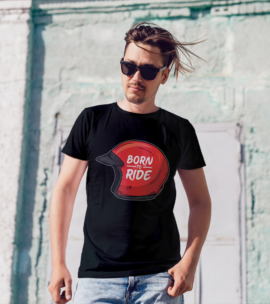 Born To Ride Retro Red Motorcycle Helmet T-Shirt