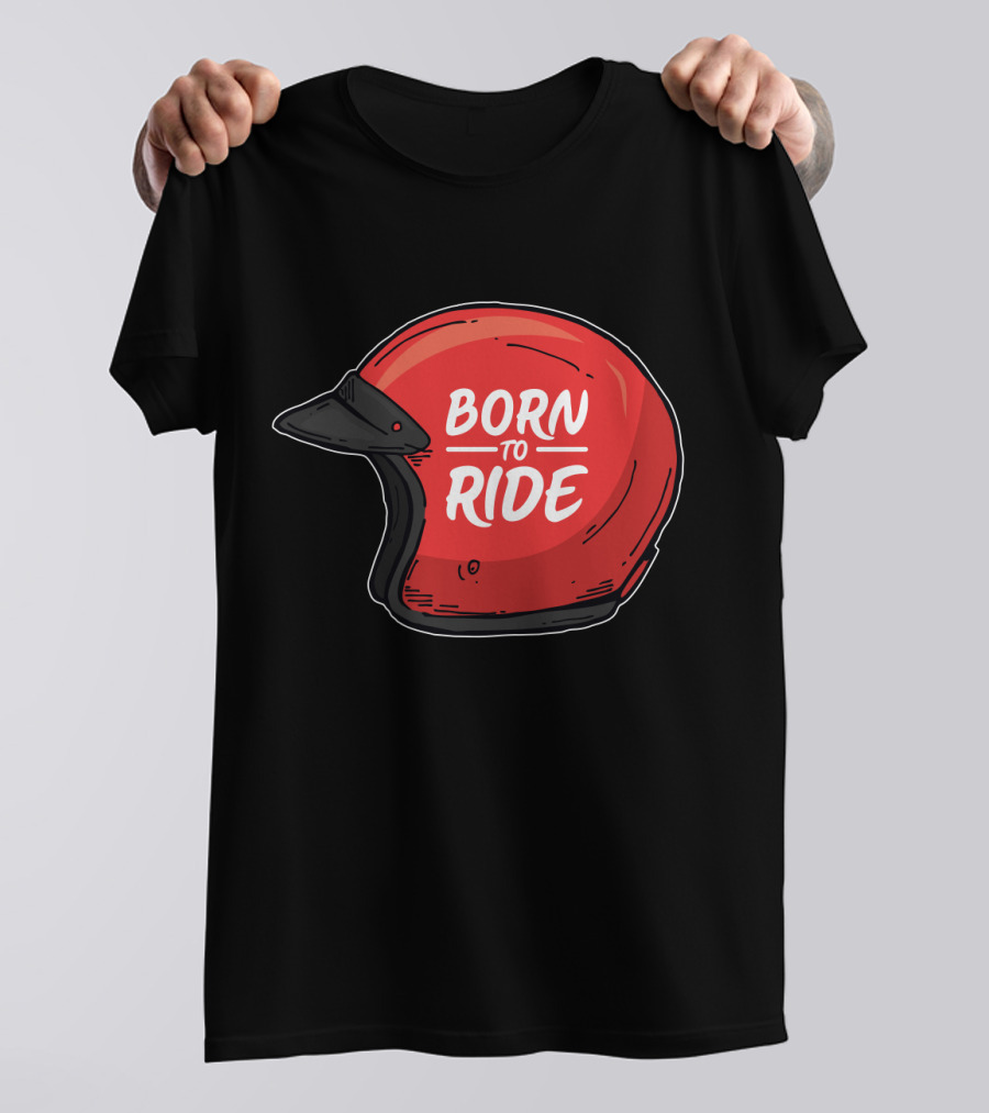 Born To Ride Retro Red Motorcycle Helmet T-Shirt