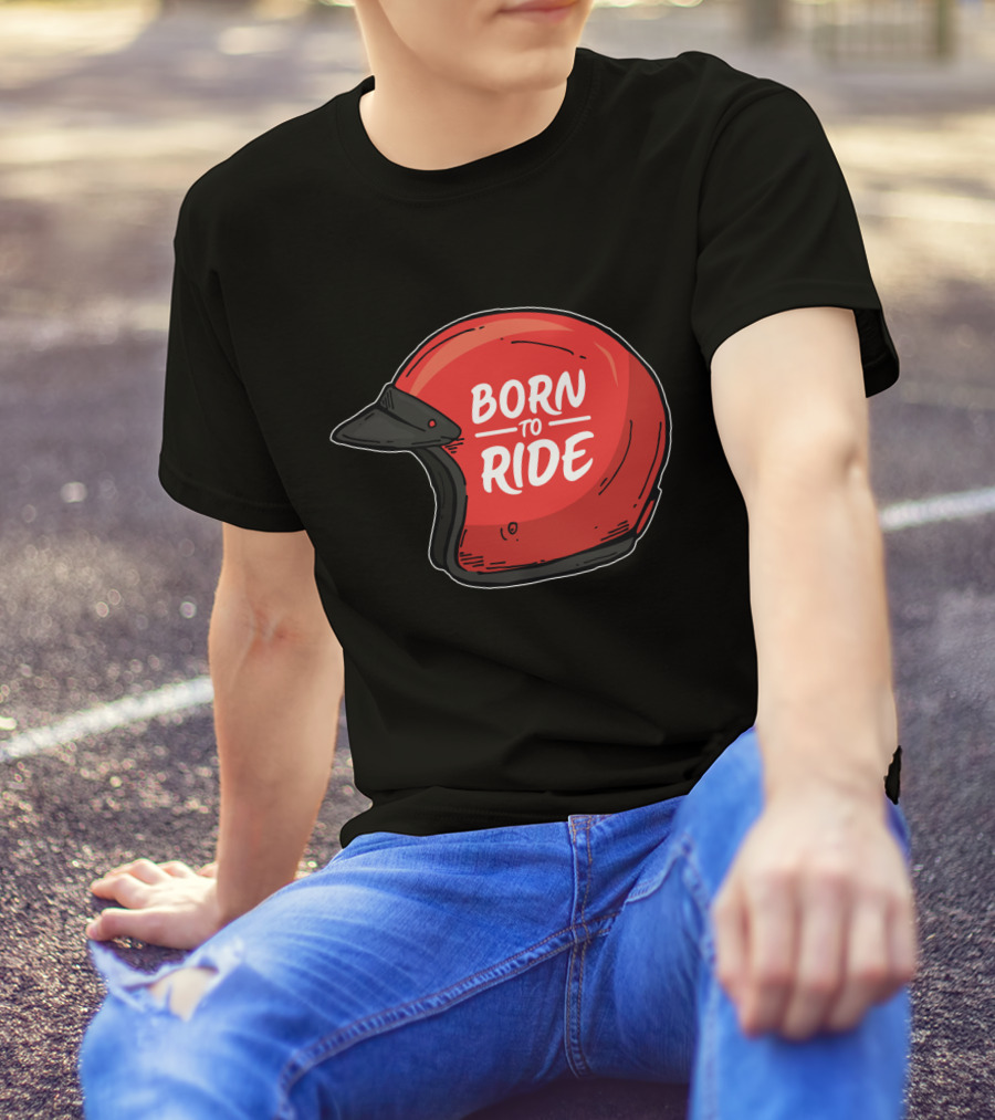 Born To Ride Retro Red Motorcycle Helmet T-Shirt