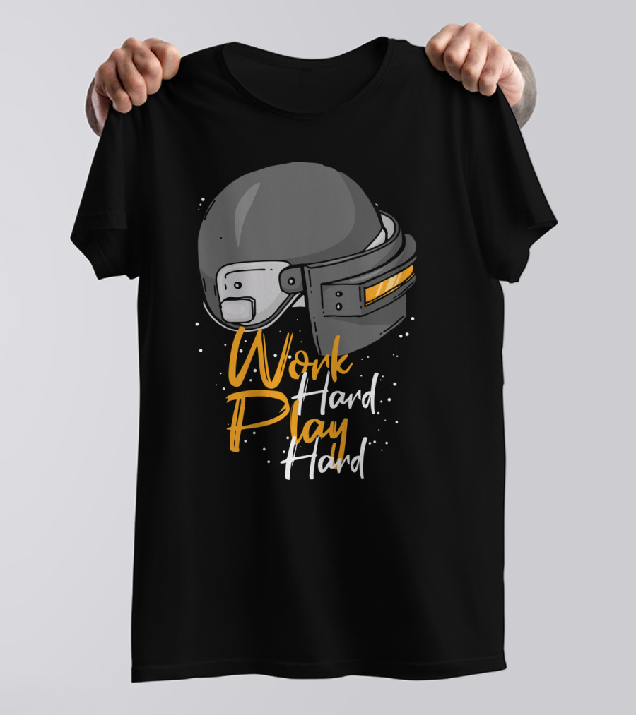 Work Hard Play Hard Football Helmet T-Shirt
