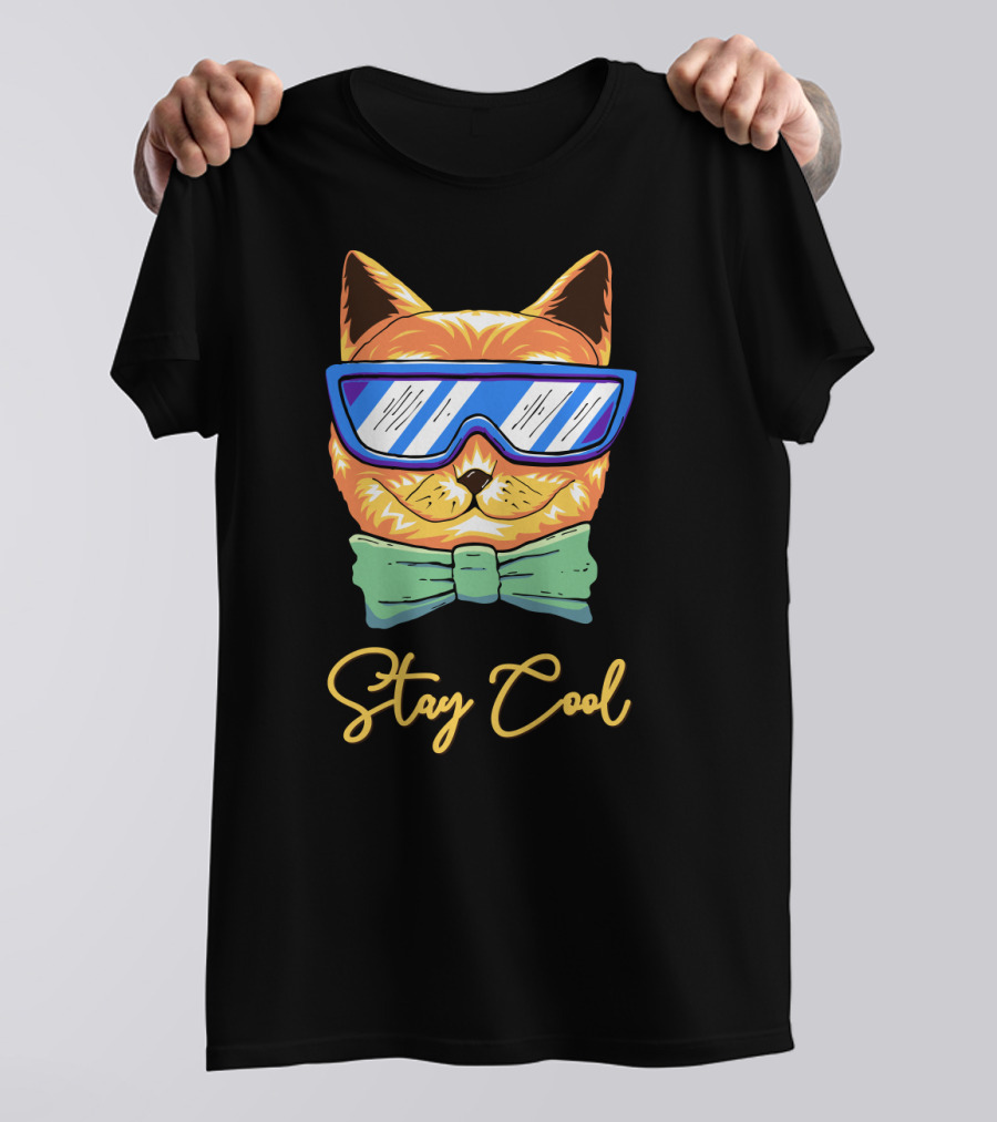 Stay Cool Cat With Sunglasses And Bowtie T-Shirt
