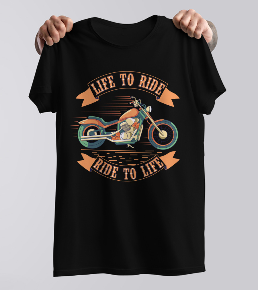 Life To Ride Ride To Life Motorcycle Graphic With Classic Cruiser T-Shirt