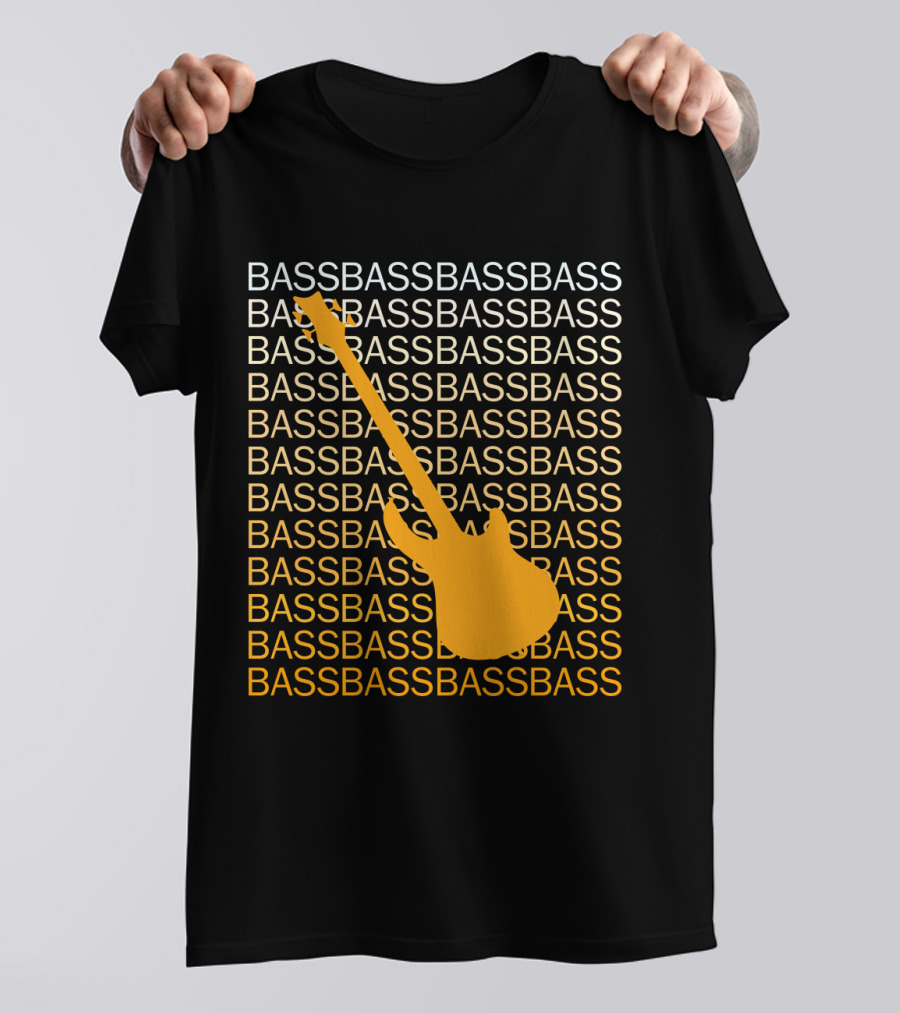 Bass Guitar Silhouette With Repeated Bass Text T-Shirt