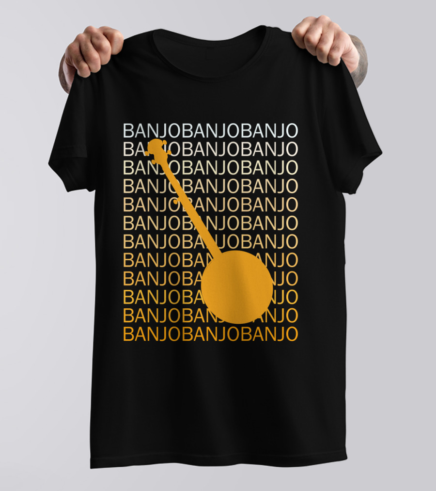 Banjo Repetition With Bold Orange Silhouette Highlight T-Shirt