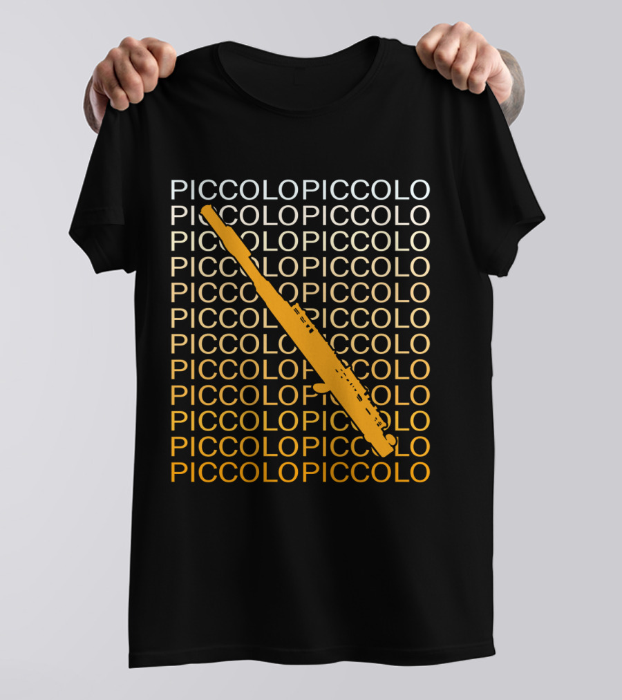 PICCOLO Word Pattern With Diagonal Orange Piccolo T-Shirt