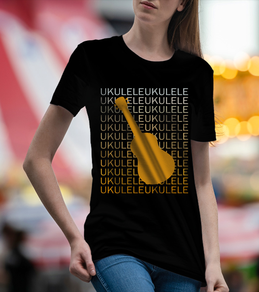 Repeating Ukulele Text With Orange Ukulele T-Shirt