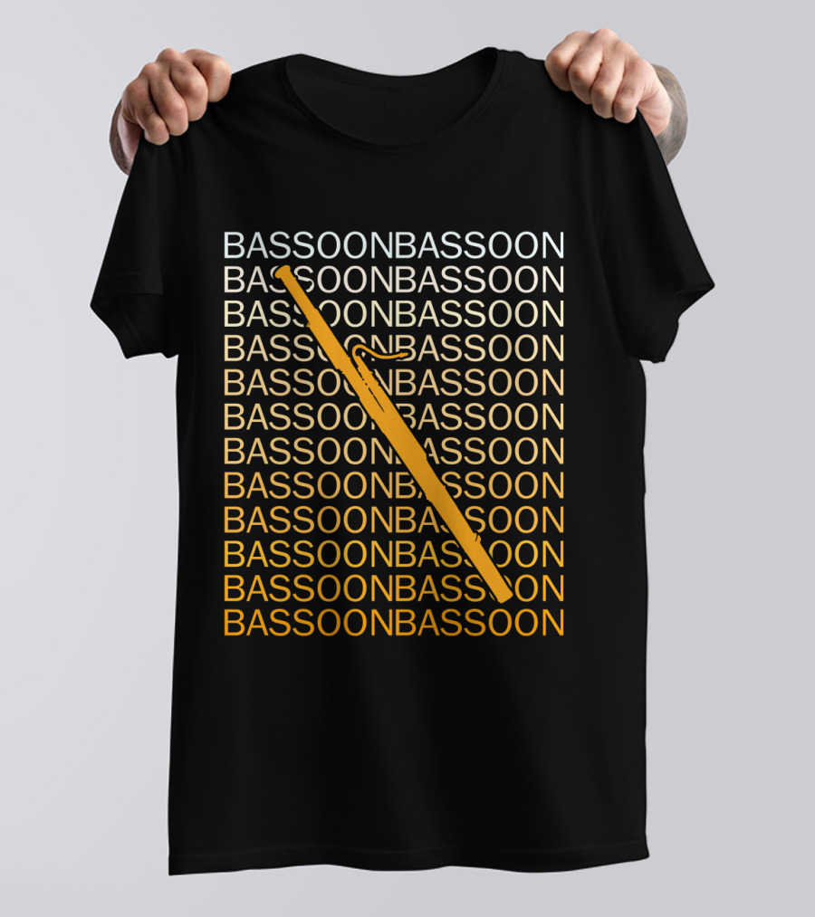 Bassoon Repetition Pattern With Diagonal Orange Bassoon Graphics T-Shirt