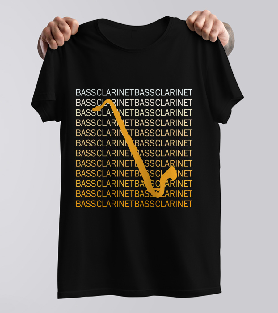 Bass Clarinet Repeated Text With Bold Orange T-Shirt
