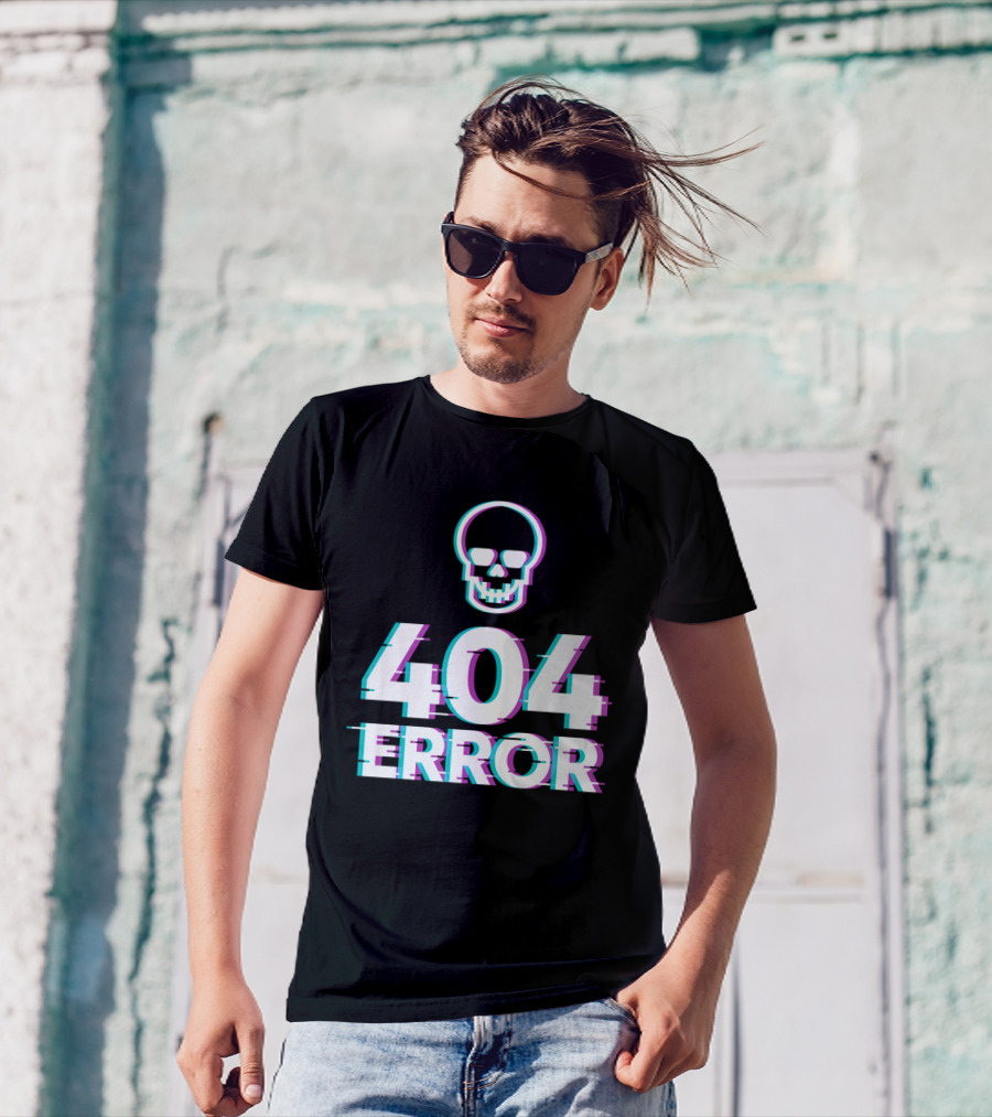 404 Error Skull Glitch T-Shirt