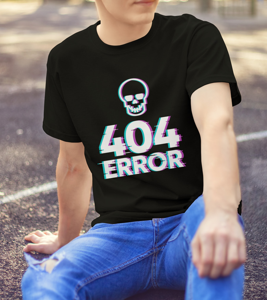 404 Error Skull Glitch T-Shirt