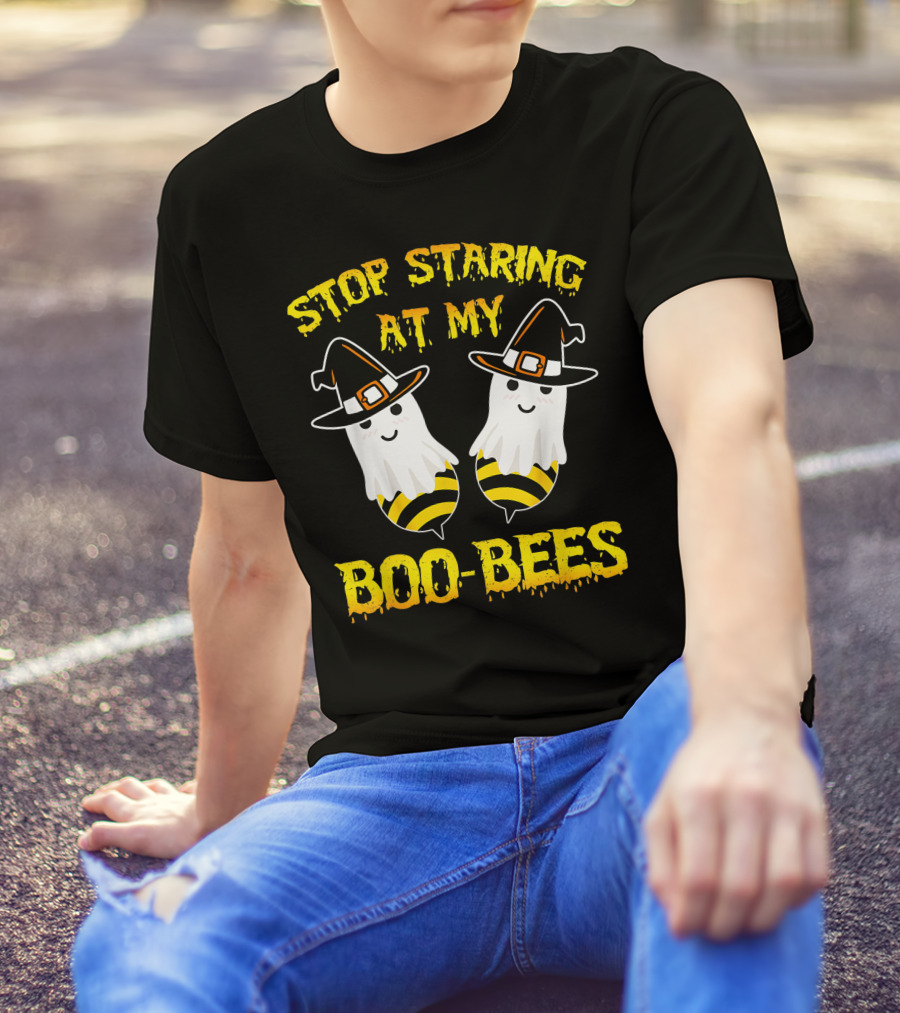 Stop Staring At My Boo Bees Halloween Ghost Bees Witch Hats T-Shirt