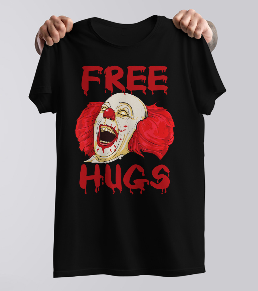 Free Hugs Halloween Evil Killer Scary Clown Horror T-Shirt