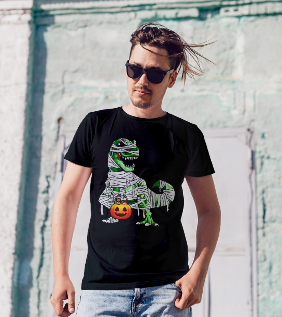 Halloween Pumpkin Mummy Dinosaur T-Shirt