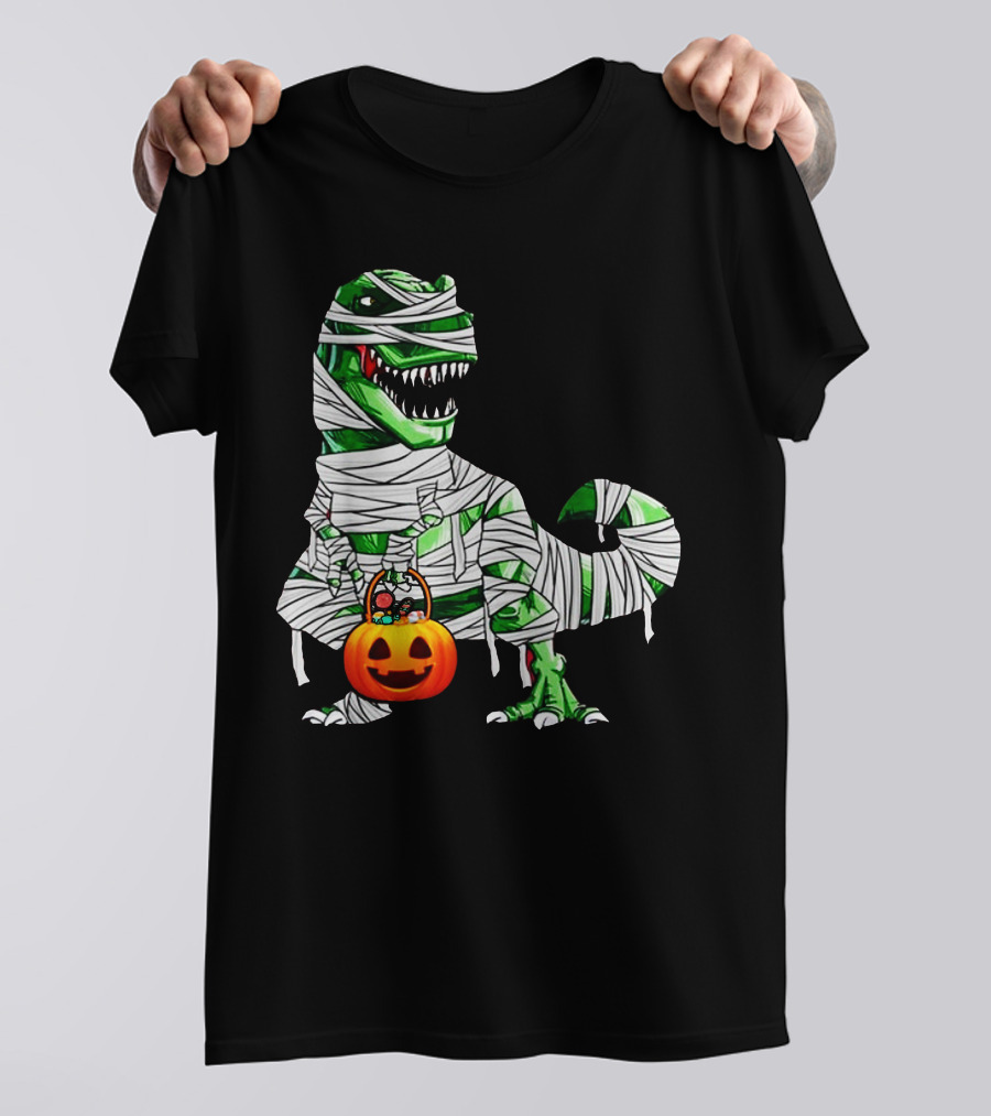 Halloween Pumpkin Mummy Dinosaur T-Shirt