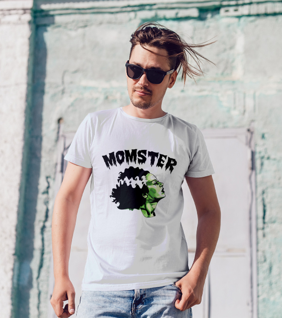 Momster Frankenstein Bride Parody Green Horror Text T-Shirt