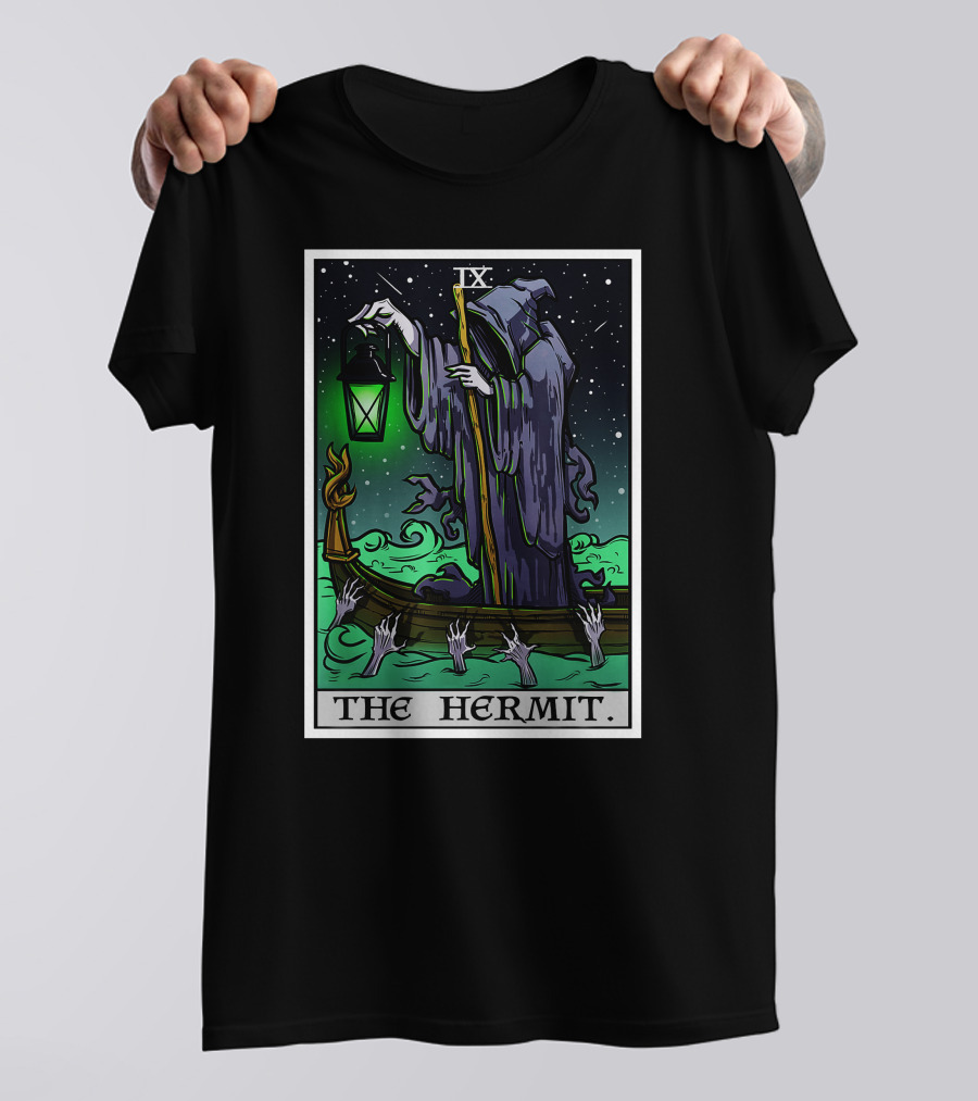 Halloween Grim Reaper Tarot Card The Hermit IX T-Shirt