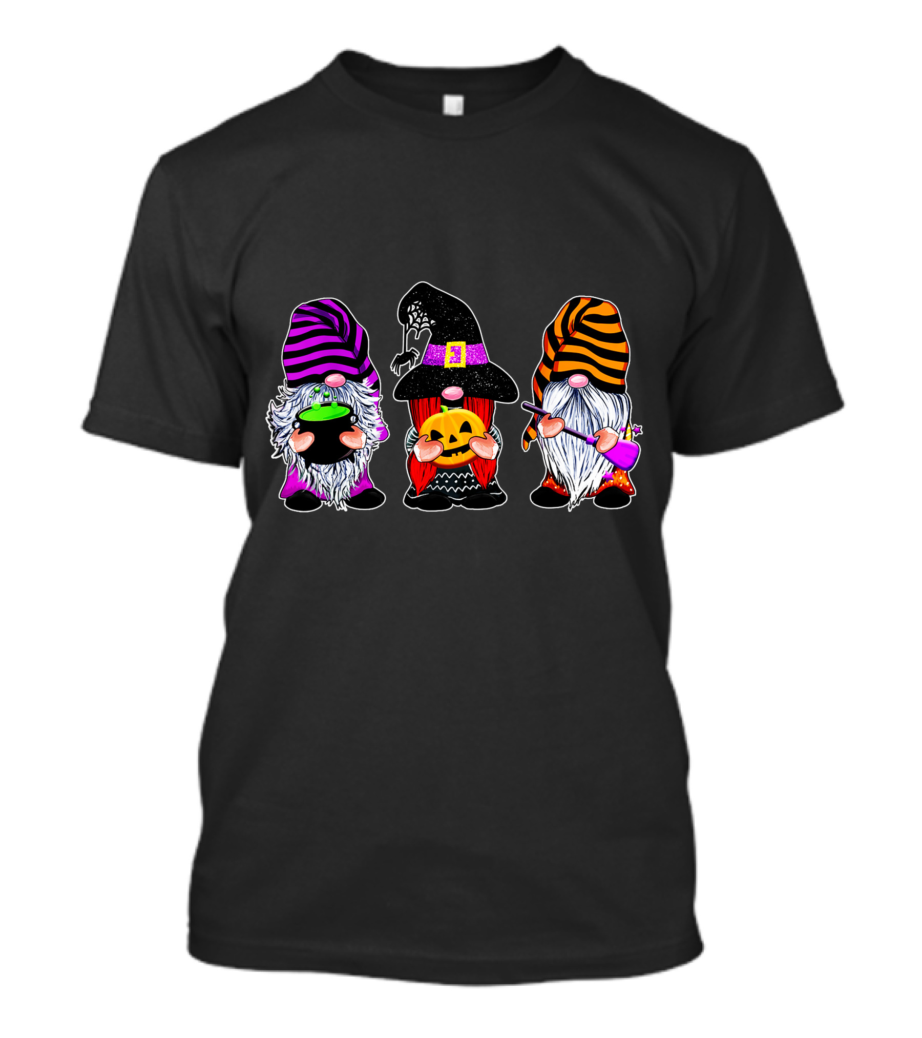 Halloween Gnomes Cute Autumn Pumpkin Fall Funny Holiday Wizard Hat Cauldron T-Shirt