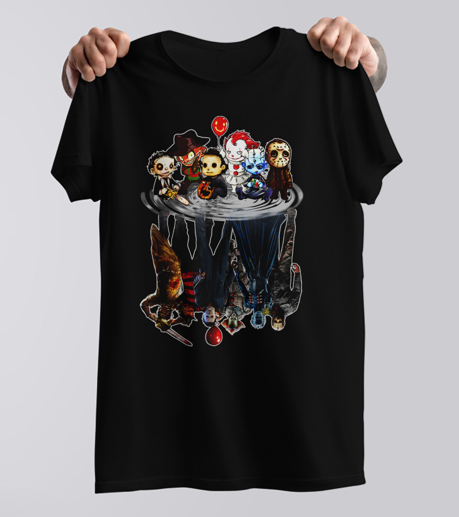 Creeps Halloween Horror Cartoon Reflection Of Iconic Movie Villains T-Shirt