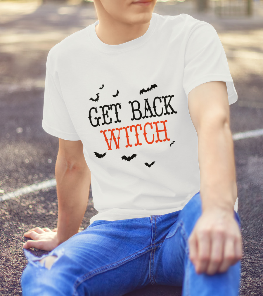 Get Back Witch I'm Not A Witch I'm Your Wife Halloween Bats T-Shirt