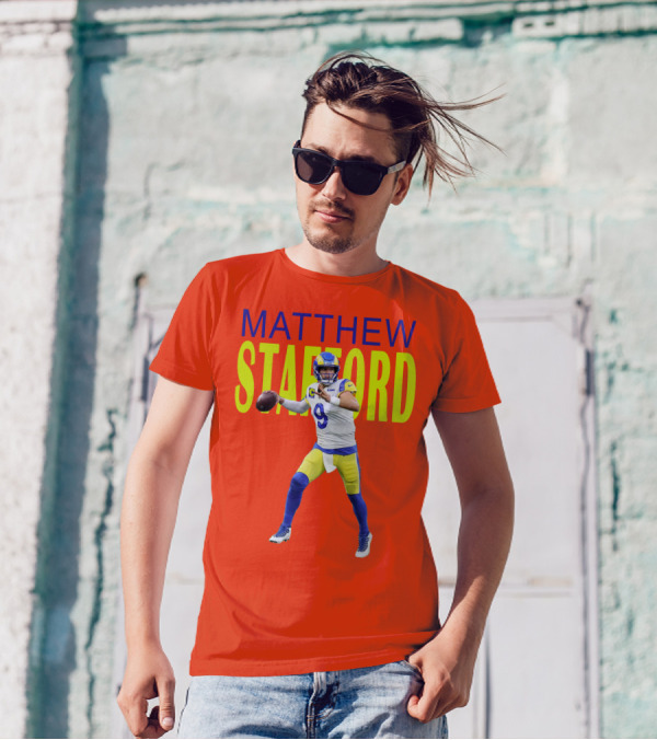 Matthew Stafford Rams Quarterback NFL Football Action T-Shirt