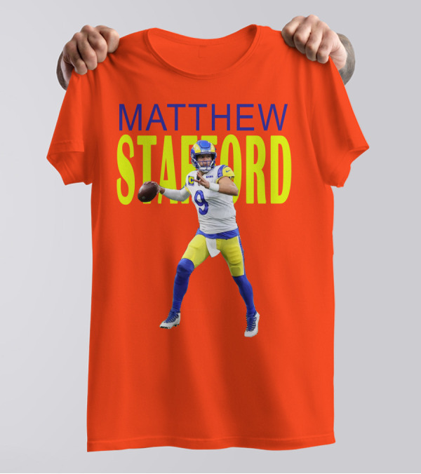 Matthew Stafford Rams Quarterback NFL Football Action T-Shirt