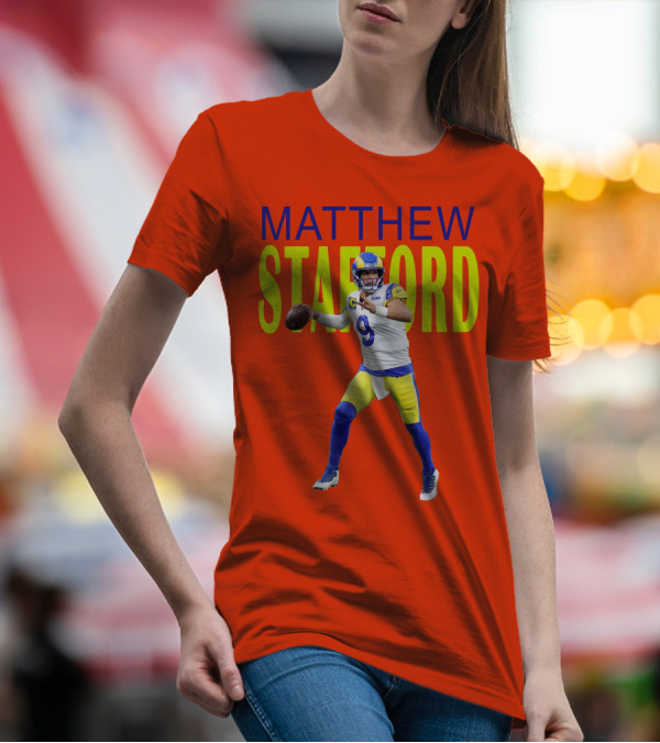 Matthew Stafford Rams Quarterback NFL Football Action T-Shirt