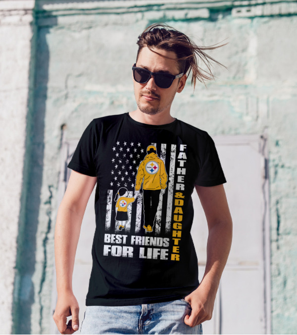 Father And Daughter Best Friends For Life Steelers Fan Flag T-Shirt
